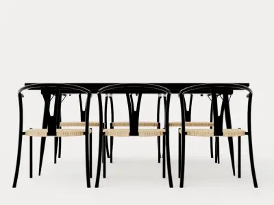 Lilo Food Group 180 Cm With 6 Elysia Dining Chairs Low-poly 3D model