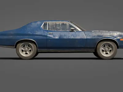 Old classic car lowpoly Low-poly 3D model