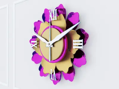 Decorative Metal Clock plants with gold  m8 3D model