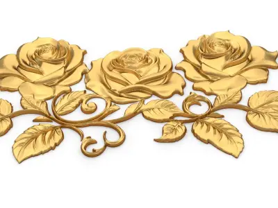 mural classic flowers decor ornament 03 3D model