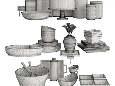 Kitchen Set Wood and White 3D model