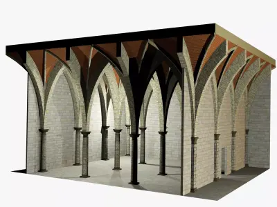 Vaulting 5-5   Gothic  750cm spcd   thick arches and thick curbs Low-poly 3D model
