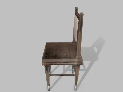 Table Set wooden chair Low-poly 3D model