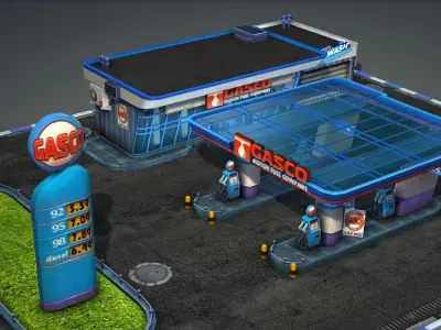 Gas Station pack - low poly Low-poly 3D model