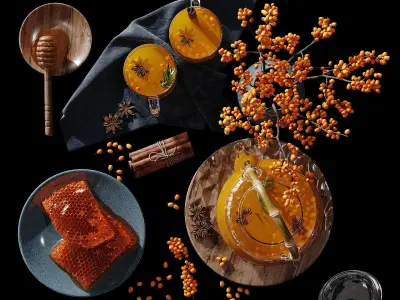 Honeycomb decorative set 3D model