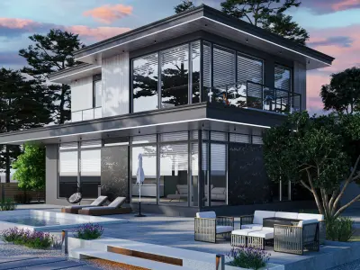 dark villa design  3D model