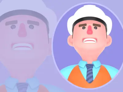 Stylized 3D Male Architect Character - Cartoon Angry Determined 3D model