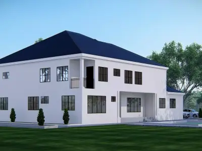 Ranch Farmhouse Exterior Classic American Country Home Design 3D model