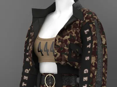 Female amry outfit obj fbx zprj 4k texture 3D model