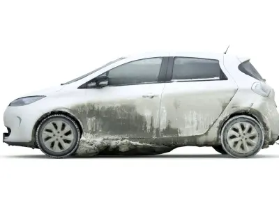 2019 Renault Zoe 2019 in Dirty Snow Low-poly 3D model