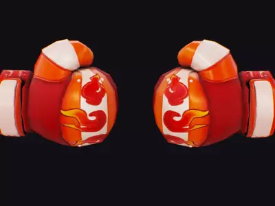 Boxing Gloves Red Glove Sport Equipment Symbol Toon Hand Low-poly 3D model