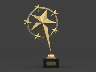 Gold Trophy Cups 3D model 19