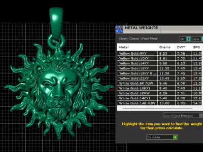 Golden Sun God Pendant 3D print model