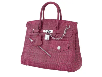 Hermes Birkin Rock Bag Pink Crocodile Low-poly 3D model