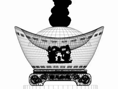 Chinese gold Ingot 3D model