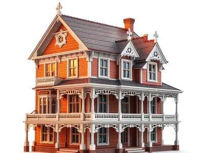 Victorian Charm House model pack Low-poly 3D model