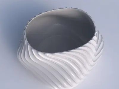 Bowl twisted elipse with bent extruded lines 3 3D print model