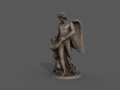 Amor and Psyche statue  Low-poly 3D model