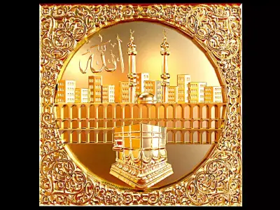 Kaaba in gold 3D model