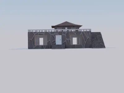 summerhouse house with stairs and roof Low-poly 3D model