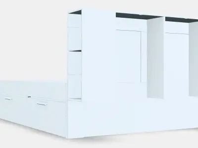 BRIMNES Bed frame w storage and headboard 1 Low-poly 3D model