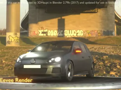 City Car 2 Compact Class Type-C Black Low-poly 3D model