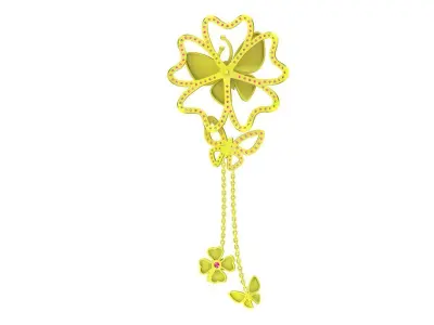 A6850 Luxury Diamond Butterfly and Flower Women Pendant Necklace 3D print model
