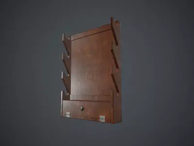 Wooden Weapon Rack 1 PBR Game Ready Low-poly 3D model