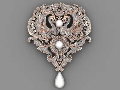 Pearl Peacock  Necklace 3D print model