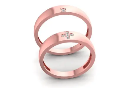 Minimalist Diamond Couple Rings for Men and Women 1509 3D print model