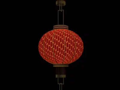 Chinese  red  lantern   Low-poly 3D model