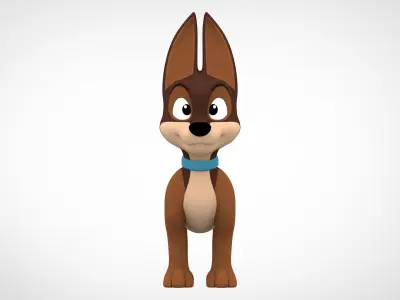 Blaze cartoon dog Low-poly 3D model