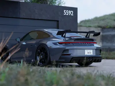 Automotive Hill Villa Scene 3D Blender File Textured 3D model