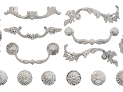 Classic furniture handles 01 3D model