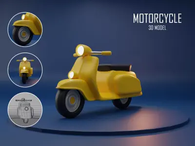 Scooter Cartoon  3D model Low-poly 3D model