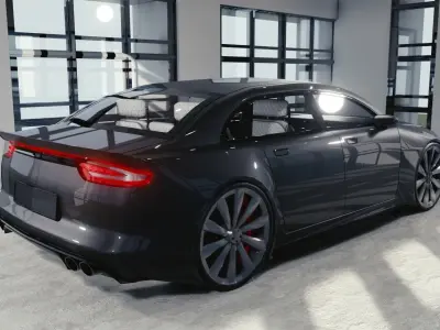 BLENDER EEVEE Brandless Small 4 door sedan Low-poly 3D model