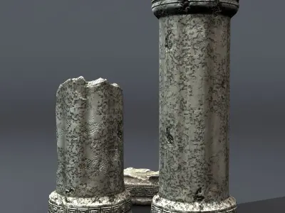 Realistic Damaged Pillars 3D model