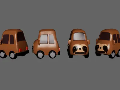 Cartoon Sloth Car Low-poly 3D model