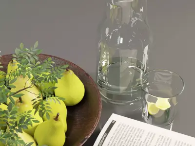 Decorative Set pears in bowl 3D model