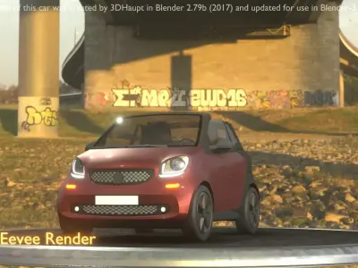 City Car 88 Small Convertible Open Type-E Brown Low-poly 3D model