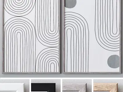Set of large wall paintings 461 3D model