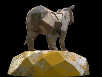 Steampunk Lion Cub Low-poly 3D model