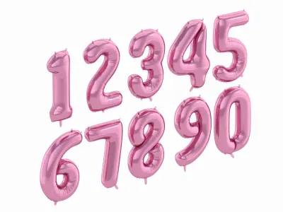 Balloon Numbers Pink Color  3D model