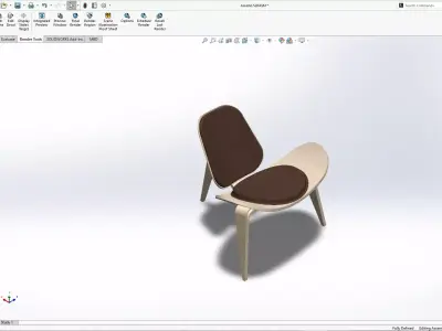 Ergonomic Wooden Chair - SolidWorks Model Low-poly 3D model