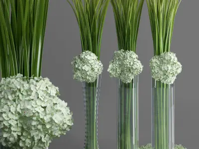 Big Giant Elegant Hydrangea Flower Bouquet Vase Event decor set 3D model