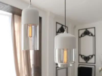Ceiling White and Black Lamps 3D model