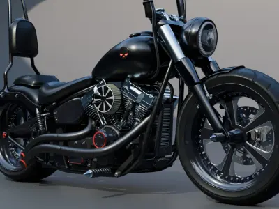 Custom Bike Red Eyes Skull Motorcycle 3D model