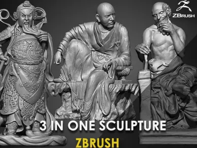 3 in One Character Sculpture Zbrush 2019 HighPoly 3D model