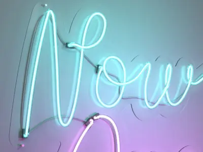 Now Open - Neon Sign 3D model