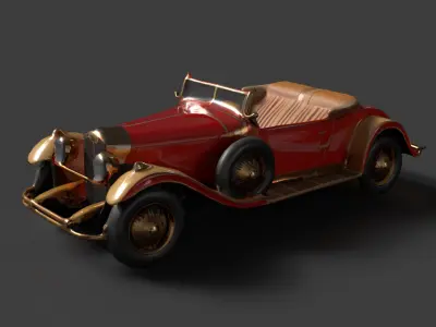 Chinese red vintage car   Low-poly 3D model purchase
